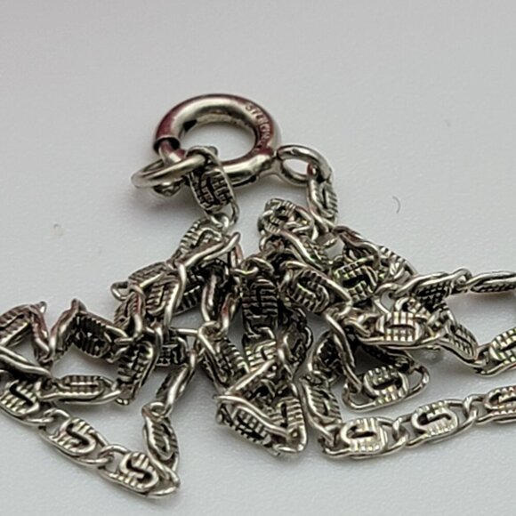 Vtg. Signed Germany Sterling Silver 925 Marcasite Floral Plaque Necklace 15 Inch - Picture 5 of 9